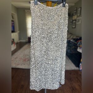 Old Navy Silver Sequin Maxi Skirt